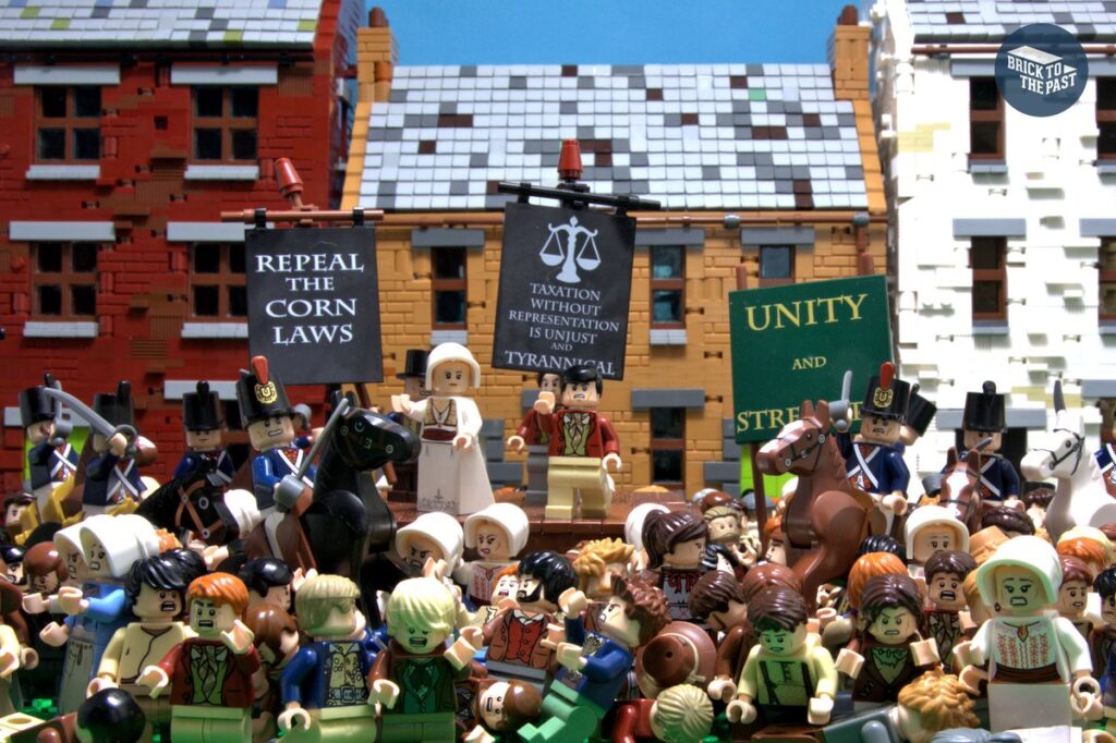 Peterloo Massacre depicted with LEGO minifigures.