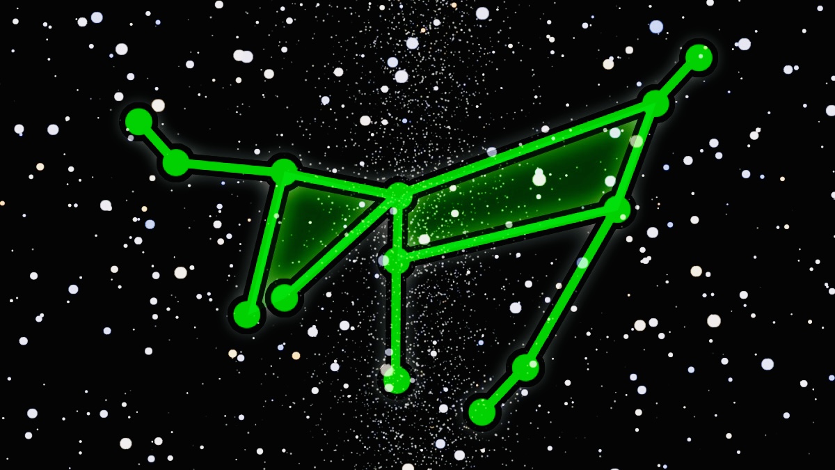 Capricornus constellation diagram - 13 green dots joined by lines to make the shape of a goat.
